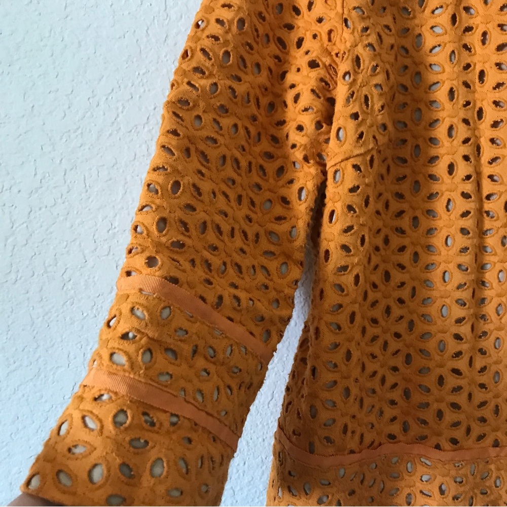 Chico’s Orange Eyelet embroidered Jacket blazer size M - Picture 13 of 15